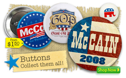 Republican Buttons, McCain Buttons, Conservative Pins, Right Wing Buttons